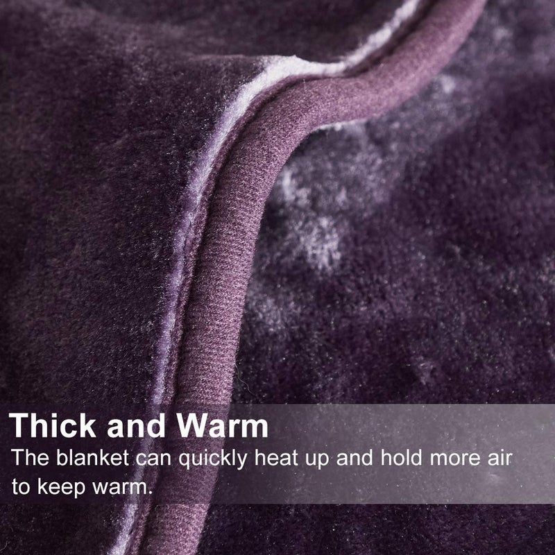 JML بطانية فليس بحجم كينج من JML، بطانية مينك كورية ثقيلة، 85 × 95 بوصة - 9 أرطال، طبقة واحدة، ناعمة وفخمة وسميكة ودافئة، زخرفة سرير من فليس راشيل للنقش لفصل الخريف والشتاء، السرير، المنزل، الهدايا، بنفسجي - Image 5